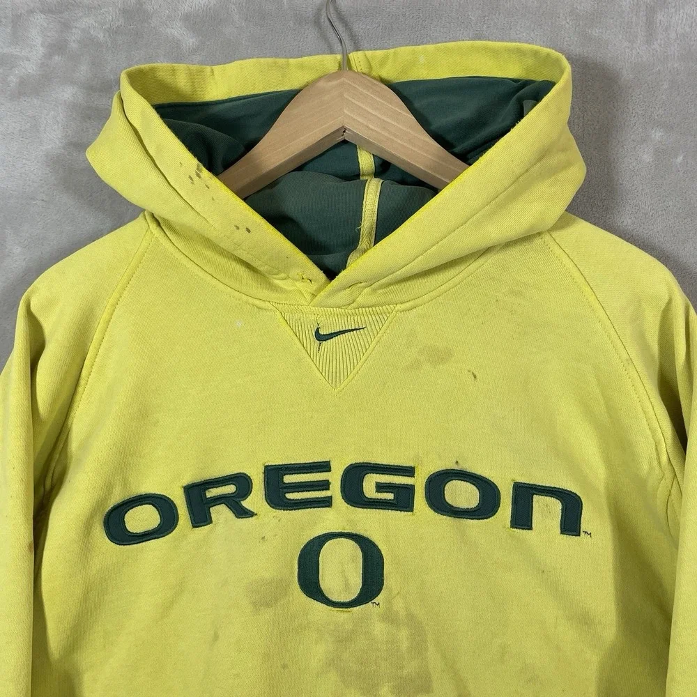 Vtg 90s Nike Center Swoosh Hoodie University Oregon Ducks Mens Large Distressed